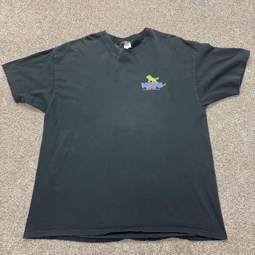 Vintage Hanes Iguana Joe's Aruba Bar & Grill Shirt Mens 2XL Black T-Shirt